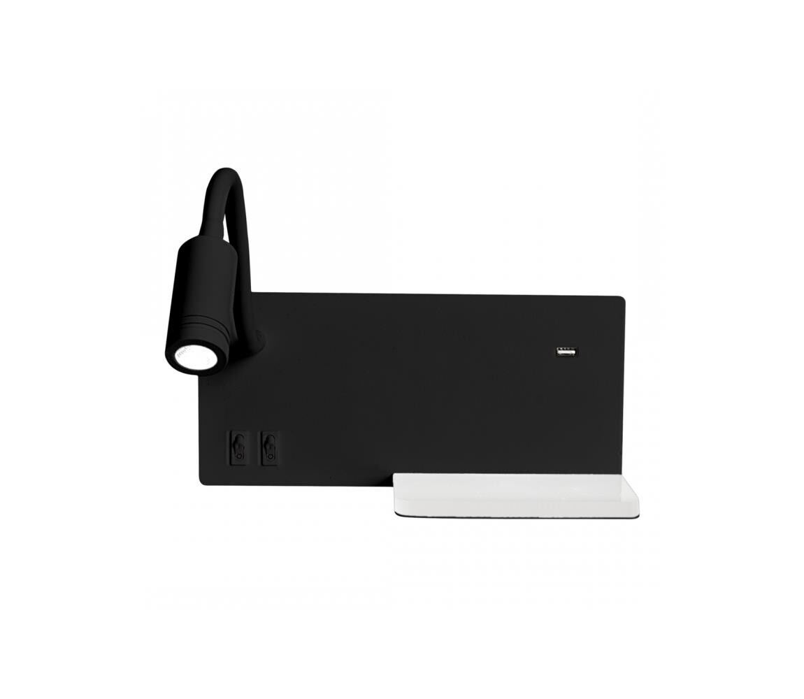 LED Nástěnné svítidlo SHELF LED/4W+LED/5W+LED/2W/230V černá ML6344
