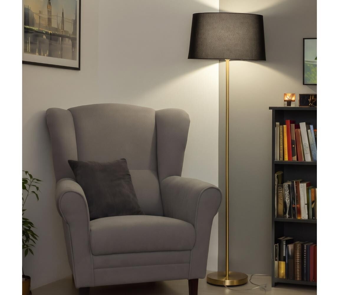 Brilagi - LED Stojací lampa CERIA 1xE27/20W/230V pr. 45 cm černá/zlatá SA2189+EG781044
