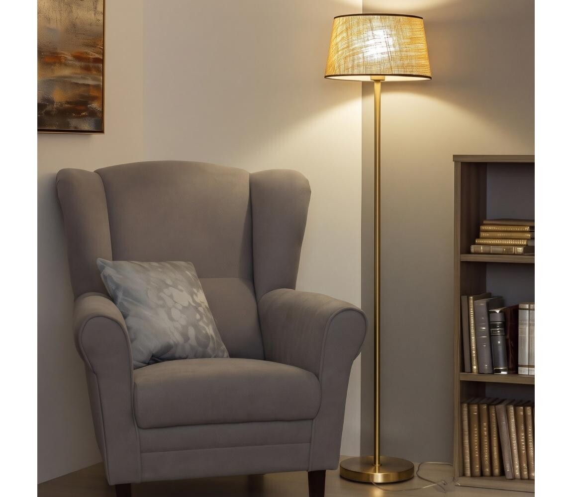 Brilagi - LED Stojací lampa CERIA 1xE27/20W/230V pr. 35 cm béžová/zlatá SA2189+EG781083