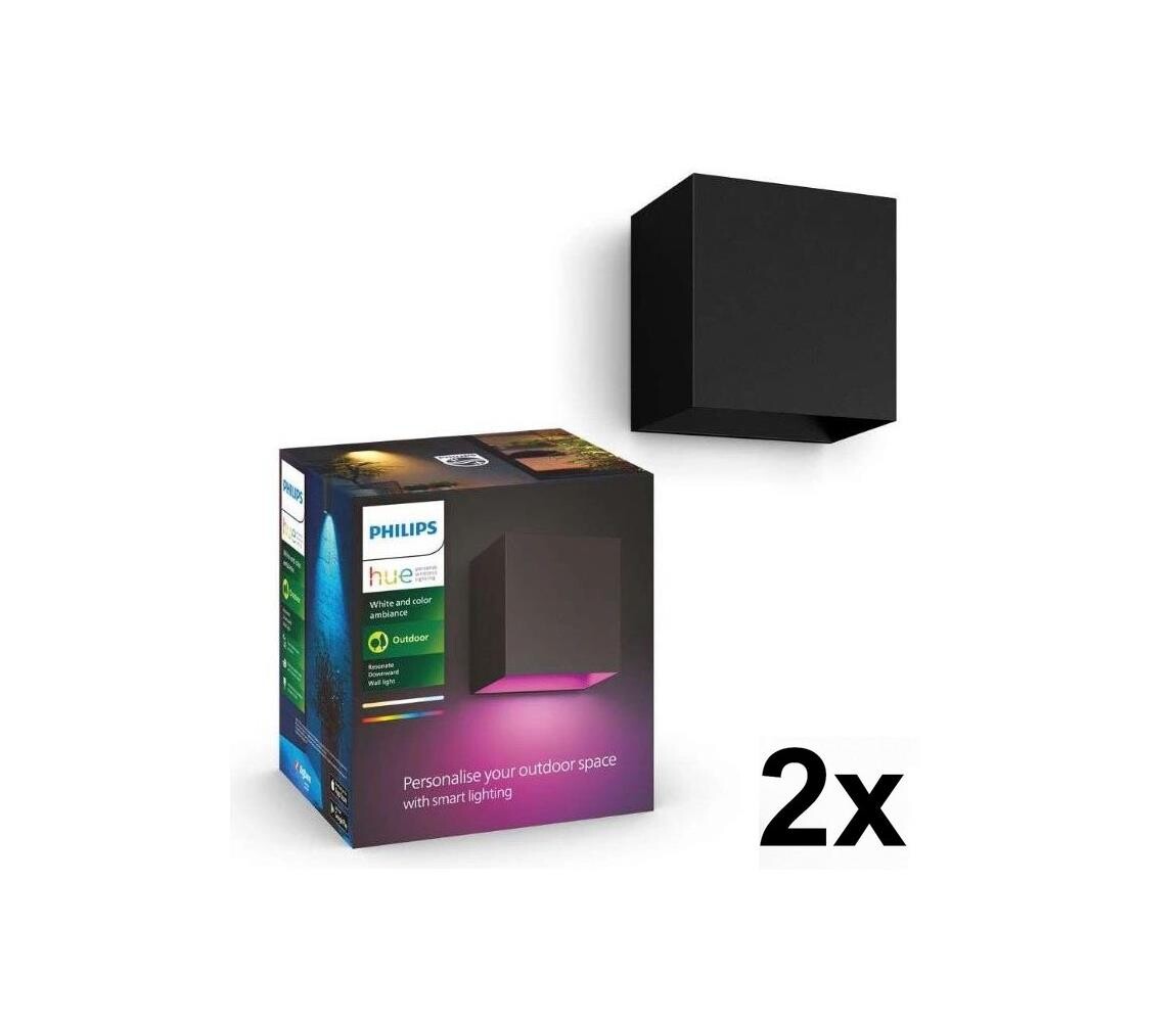Philips - SADA 2x LED RGBW Stm. venkovní svítidlo Hue RESONATE LED/8W/230V IP44 2xP5830