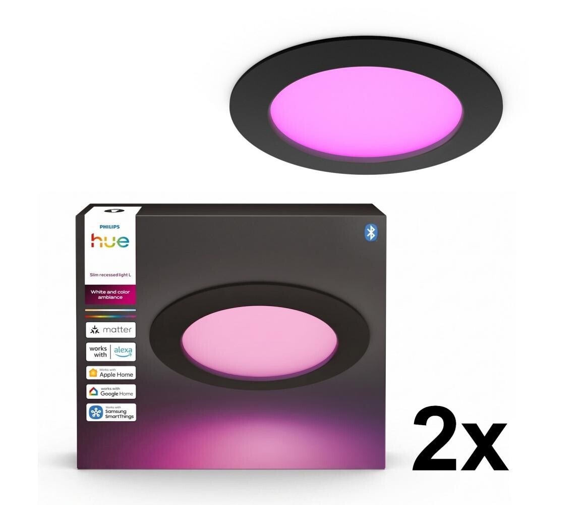 Philips - SADA 2x LED RGBW Stm. koup. podhledové sv. Hue SLIM LED/12W/230V IP44 2xP7621