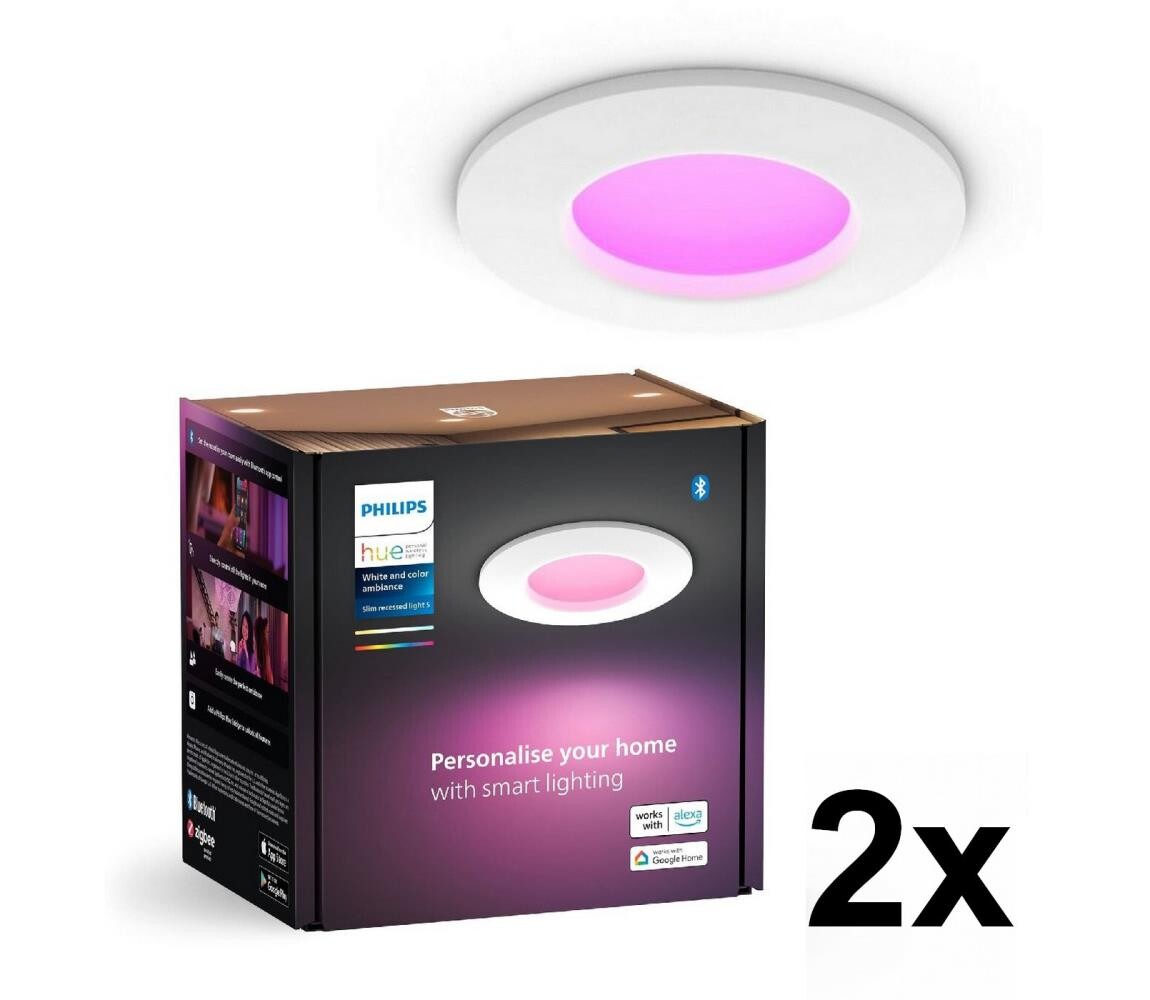 Philips - SADA 2x LED RGBW Stm. koup. podhledové sv. Hue SLIM LED/8,3W/230V IP44 2xP6323