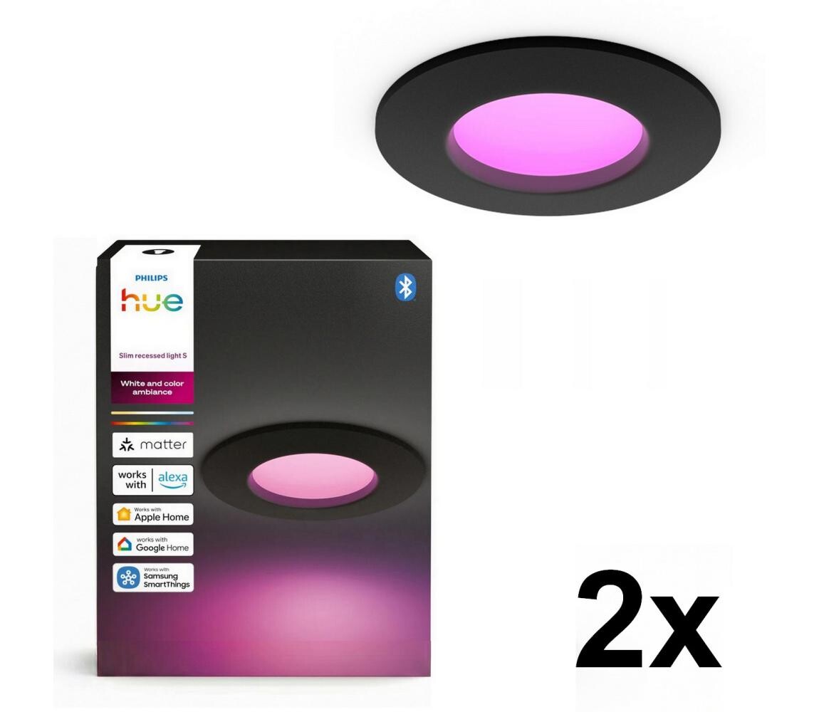 Philips - SADA 2x LED RGBW Stm. koup. podhledové sv. Hue SLIM LED/8,3W/230V IP44 2xP7618