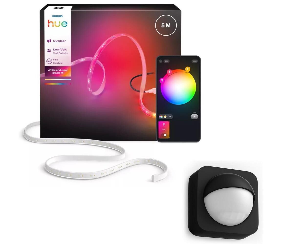 Philips - LED RGBW Stmív. venkov. pásek Hue FLUX 5m LED/30W/230V + senzor pohybu P7212+P2816