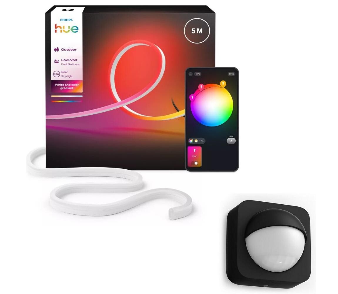 Philips -LED RGBW Stmív. venkov. pásek Hue NEON 5m LED/30W/230V + senzor pohybu P7217+P2816