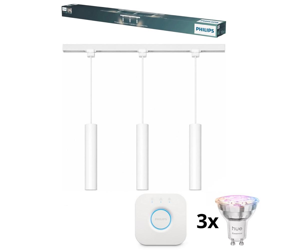 Philips-LED Stm lustr na lan v lišt sys EASYLINK HUE 3xGU10/4,7W/230V+Hue bridge P7615+3xP7029+P1408