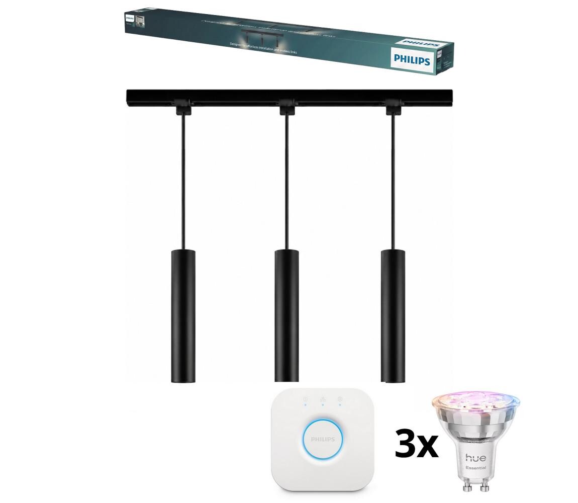 Philips-LED Stm lustr na lan v lišt sys EASYLINK HUE 3xGU10/4,7W/230V+Hue bridge P7614+3xP7029+P1408