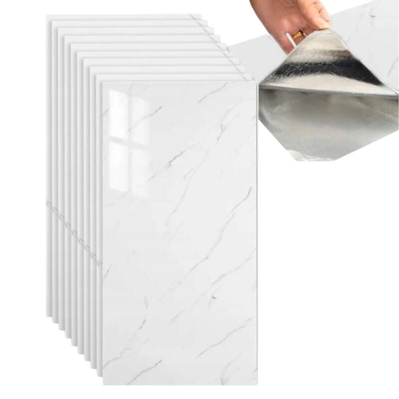Panele samolepicí bílá mramorová pěnová tapeta nástěnné 30x60cm 10 ks