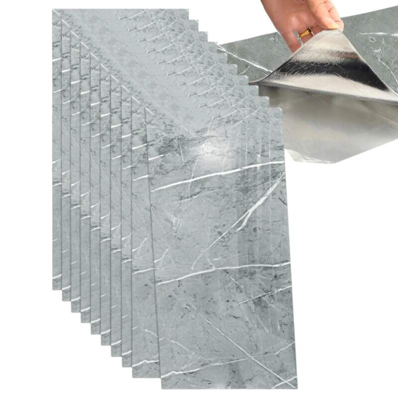 Panele samolepicí šedá mramorová pěnová tapeta nástěnné 30x60cm 10 ks
