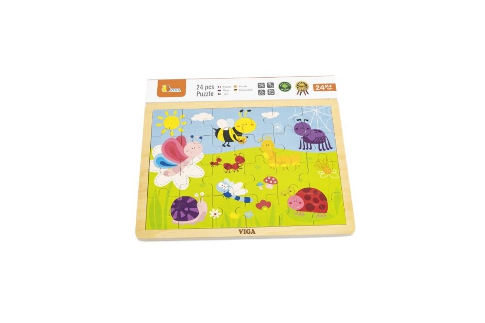 VIGA Dřevěné puzzle 24 dílků - louka