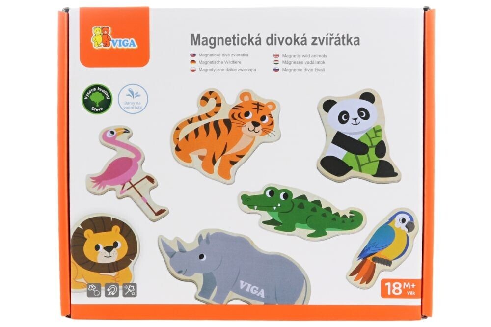 Viga Dřevěné magnety 20 ks - divoká zvířátka v české krabici