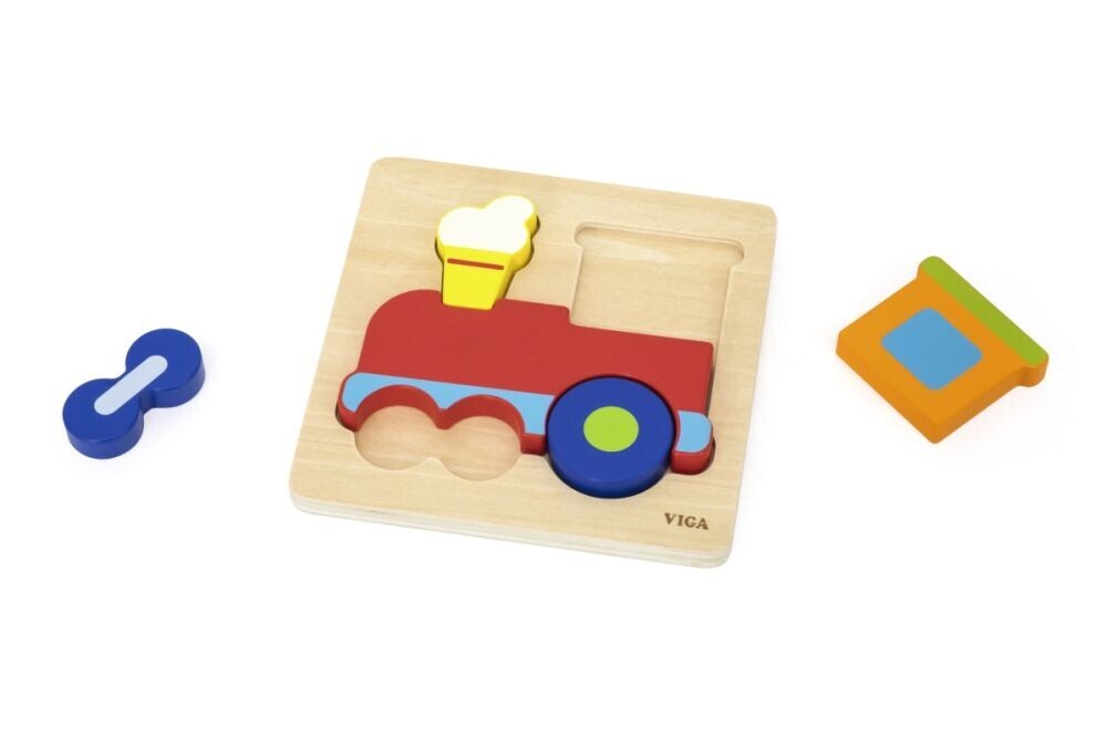 Viga Dřevěné puzzle Mašinka