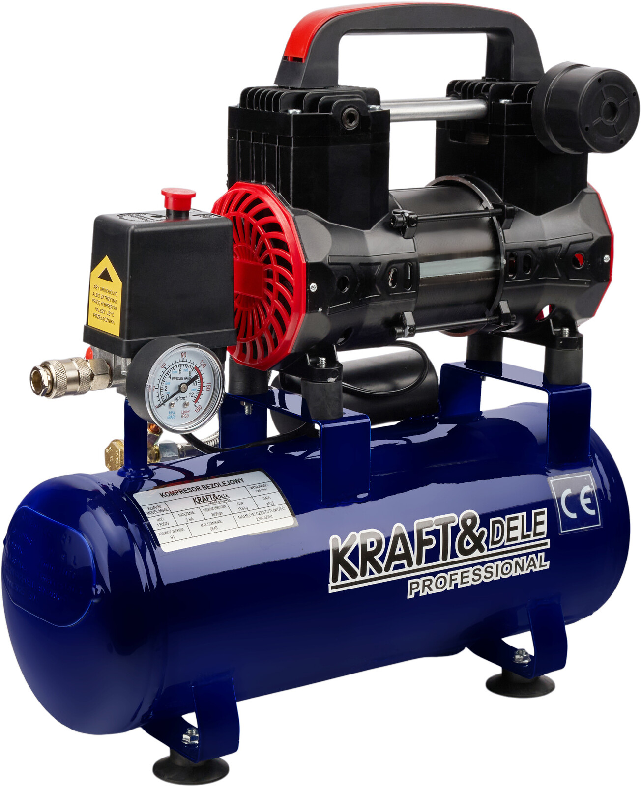 KRAFT&DELE Bezolejový kompresor 9 l, 1200 W, 220 l/min KD4090
