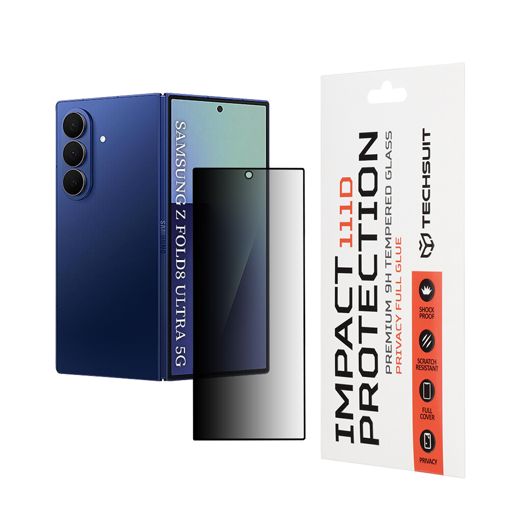 Tvrzené privátní sklo Techsuit 111D Full Glue pro Samsung Galaxy Z Fold8 Ultra černé