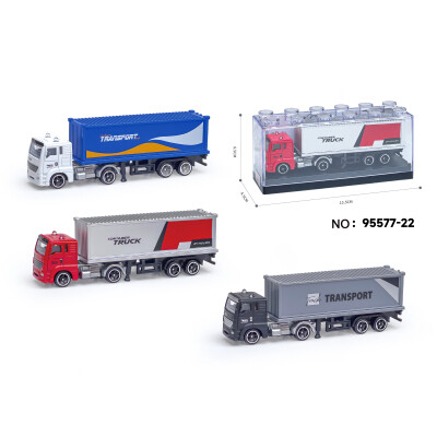 Kovový model kontejnerového vozu 1:64 - více druhů - červený tahač