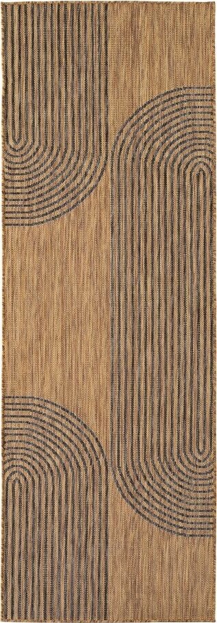 Černý/hnědý vnitřní a venkovní běhoun 80x250 cm Mira 1453 – Ayyildiz Carpets