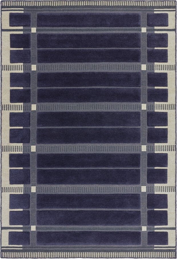 Tmavě modrý/béžový ručně tkaný vlněný koberec 160x230 cm – Asiatic Carpets