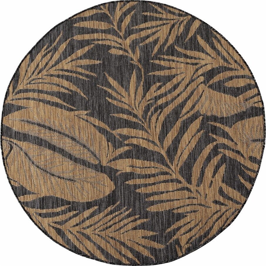 Černý/hnědý kulatý vnitřní a venkovní koberec ø 80 cm Mira 1451 – Ayyildiz Carpets