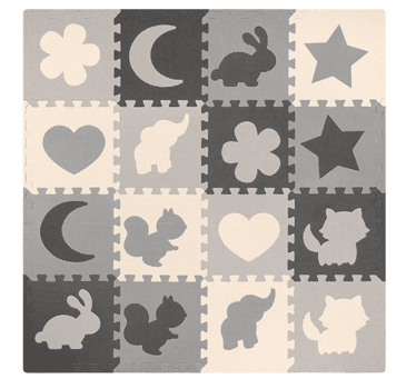 Pěnová podložka puzzle REBEL RBY-2250-16 150 x 150 cm, s rámem, šedá