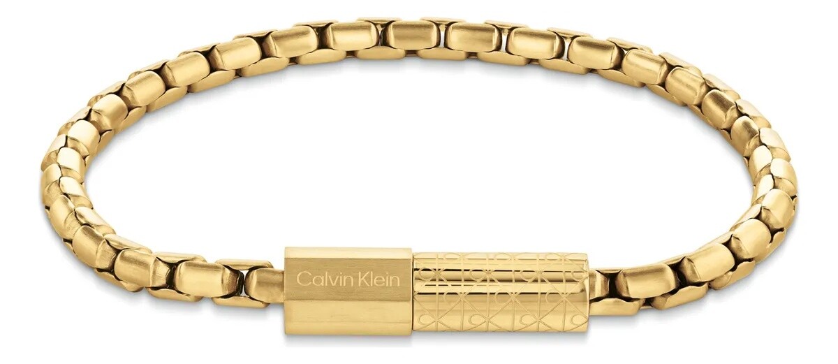 Calvin Klein Pánský náramek z pozlacené oceli Contoured Barrel 35100095