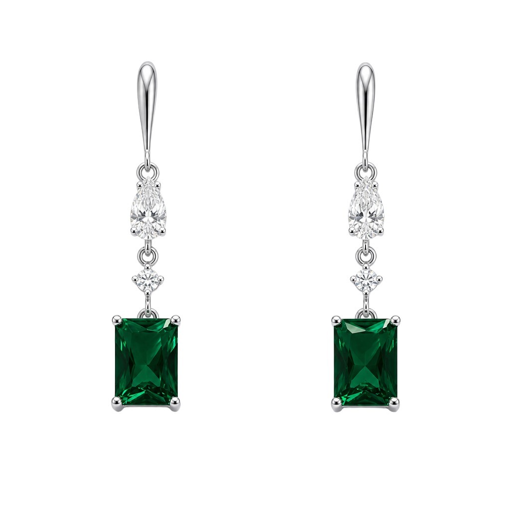 Silver Cat Stříbrné náušnice se syntetickým smaragdem Colored Stones SC668