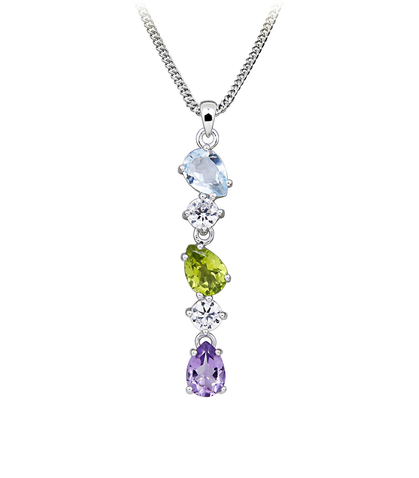 Silver Cat Krásný stříbrný náhrdelník Colored stones SC672 (řetízek, přívěsek)