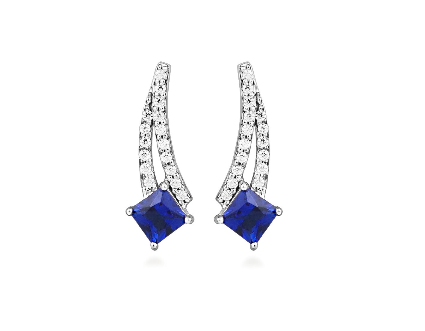 Silver Cat Stříbrné náušnice se syntetickým safírem Colored Stones SC662