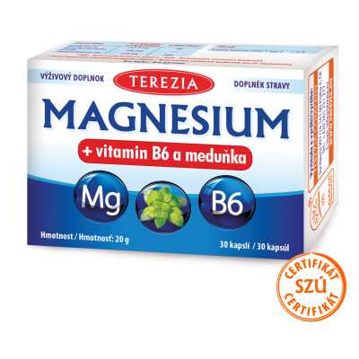 TEREZIA MAGNESIUM + vitamin B6 a meduňka – Limitovaná edice 120 + 30 kapslí