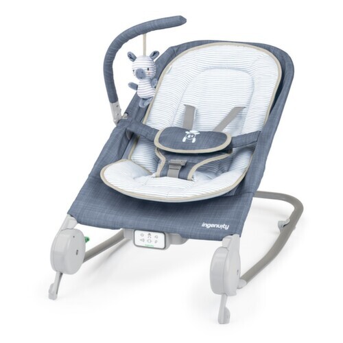 INGENUITY Lehátko masážní vibrující s melodií Happy Belly Rock-to-Bounce - Chambray 0m+ do 9kg