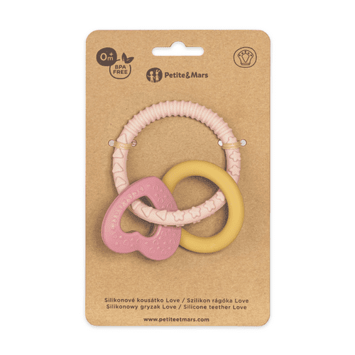 PETITE&MARS Kousátko silikonové Love Cute Pink 0m+