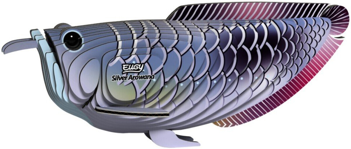 EUGY Arowana stříbrná 3D kartonová skládačka