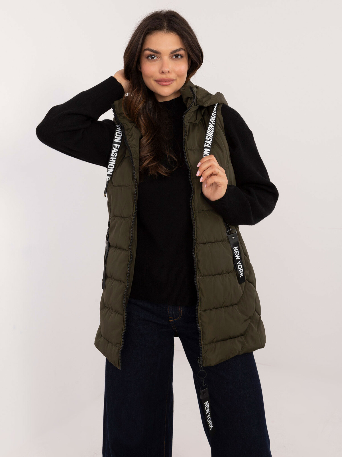 Khaki prošívaná vesta se zapínáním na zip SK-KZ-HH-278.31-khaki Velikost: M