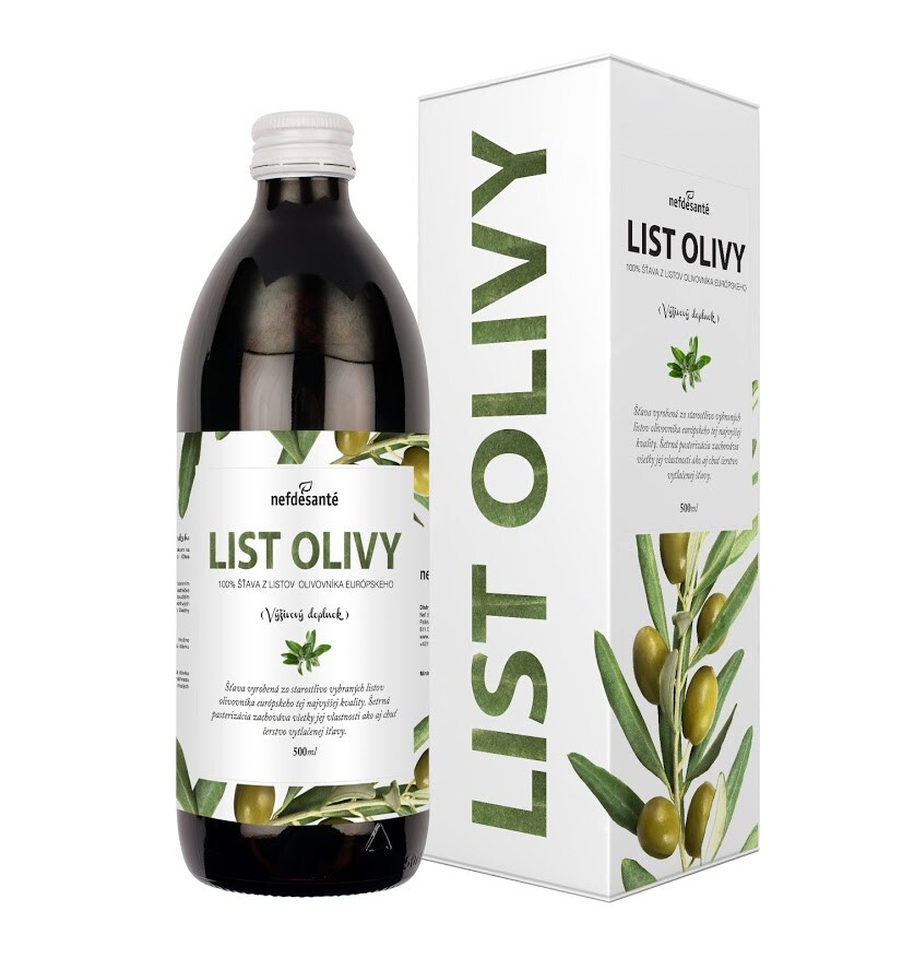 Nefdesante Akcia spotreba 50%  30.09.26 LIST OLIVY (100% šťáva z listů olivovníku evropského 500 ml)-1 500 ml