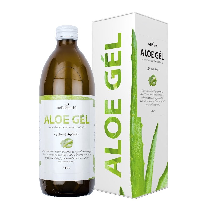 Nefdesante Akcia spotreba 50 % 30.09.26 ALOE GEL (100% šťáva z Aloe Vera s dužinou 500 ml)-1 500 ml