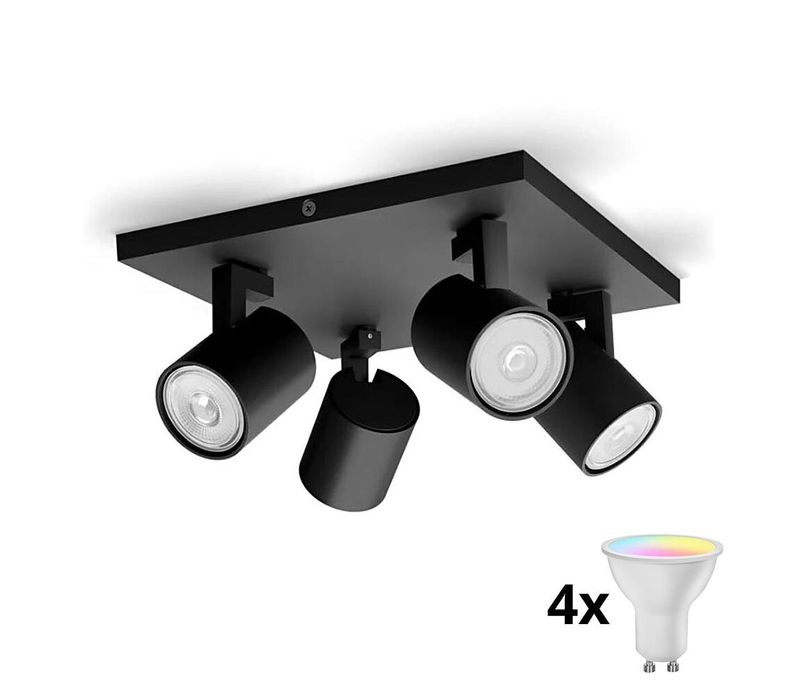 Philips - LED RGBW Stmívatelné bodové svítidlo RUNNER 4xGU10/6,5W/230V černá P5854+4xAI0589