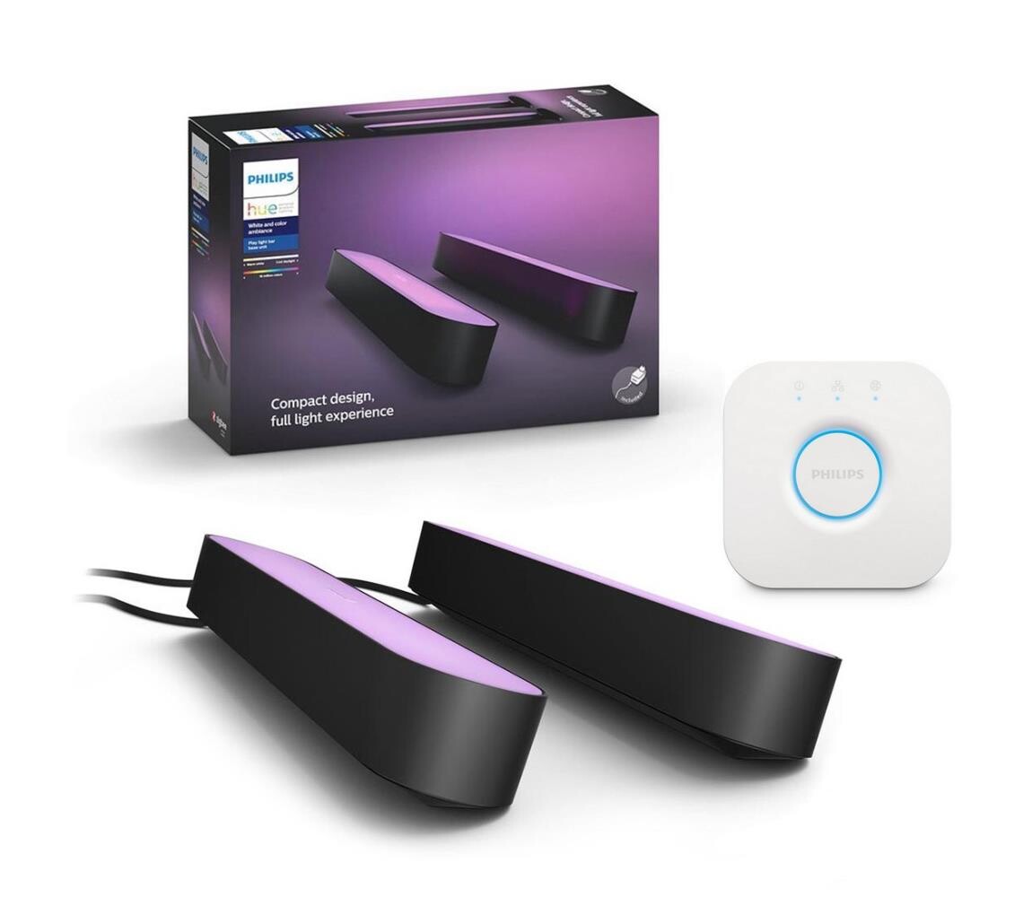 Philips - SADA 2x LED RGB Stm. stolní lampa Hue PLAY WACA 6W/230V + Hue bridge P2790+P1408