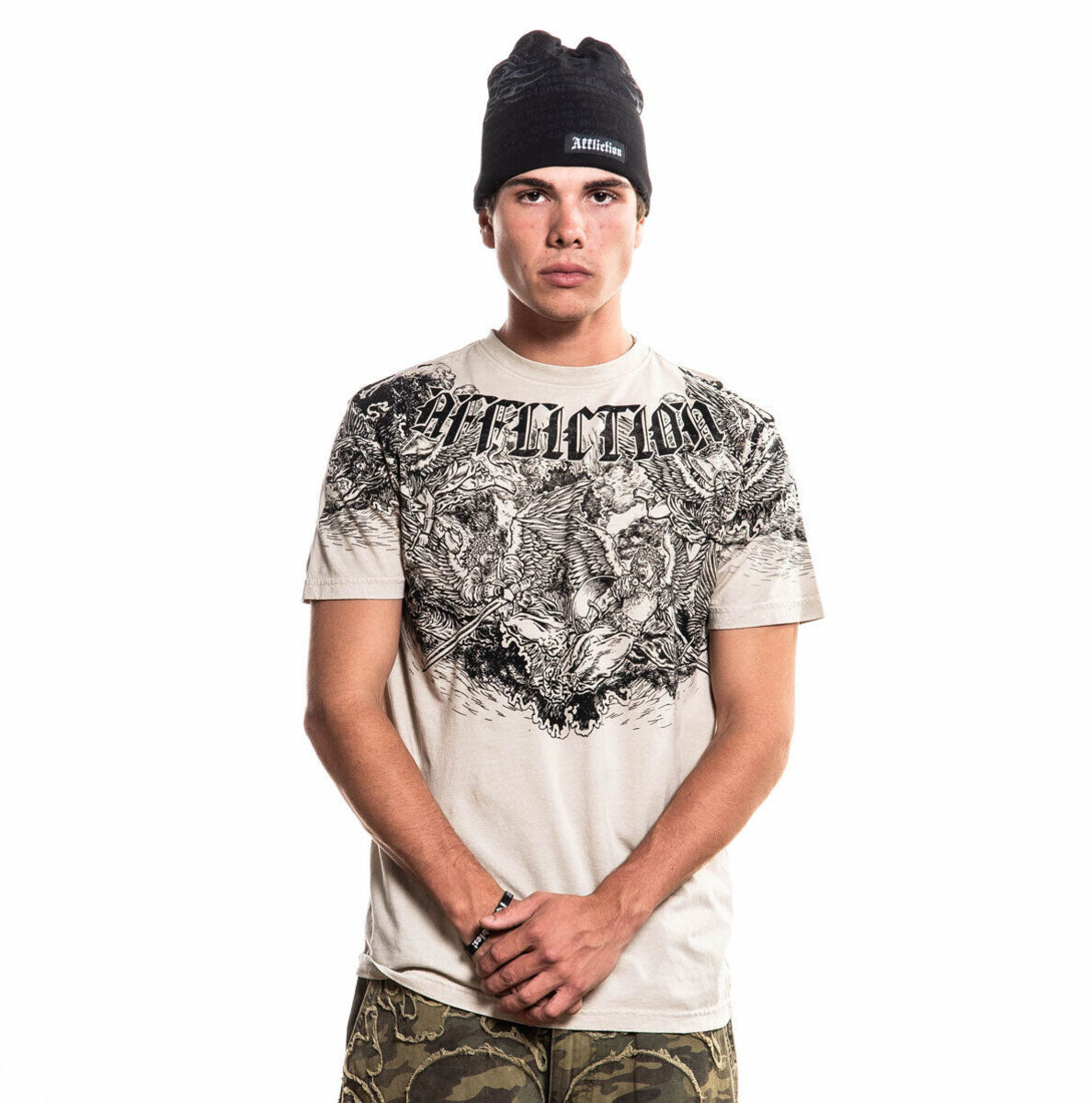 pánské tričko AFFLICTION - VICTORY - béžové M