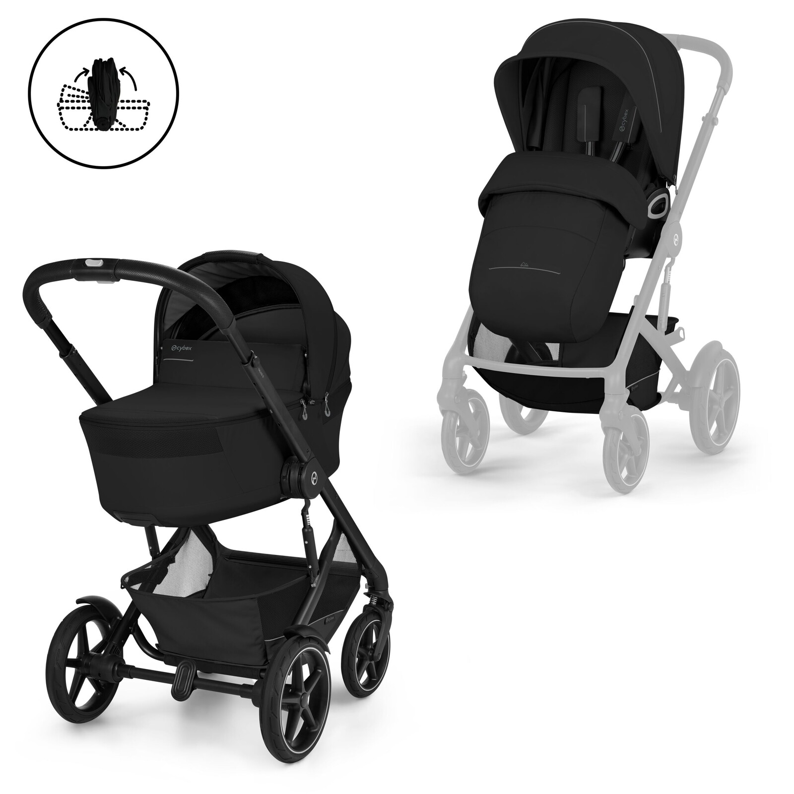 Cybex TALOS S LUX BLK + skládací korbička Moon Black | black 2026
