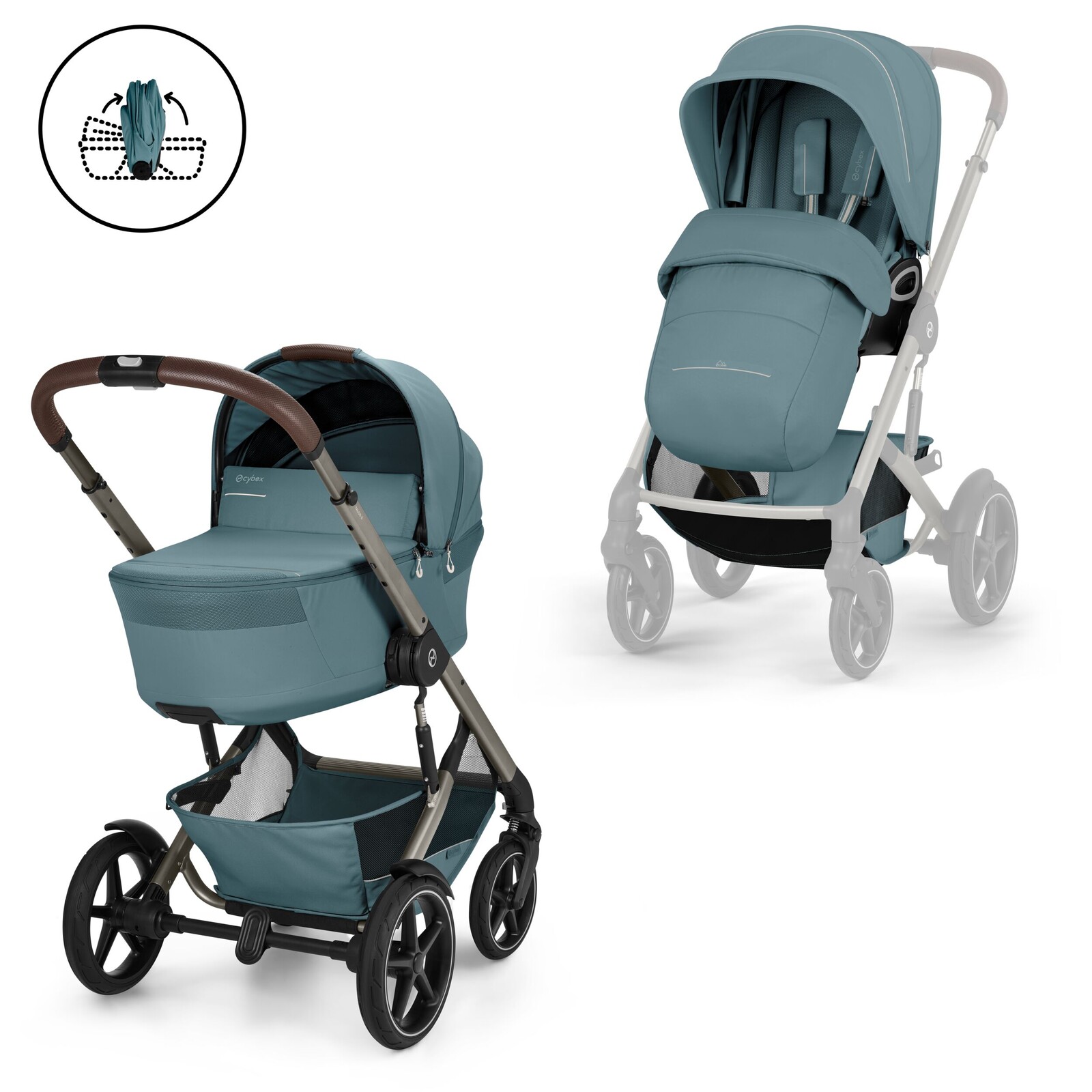 Cybex TALOS S LUX TPE + skládací korbička Stormy Blue | light blue 2026