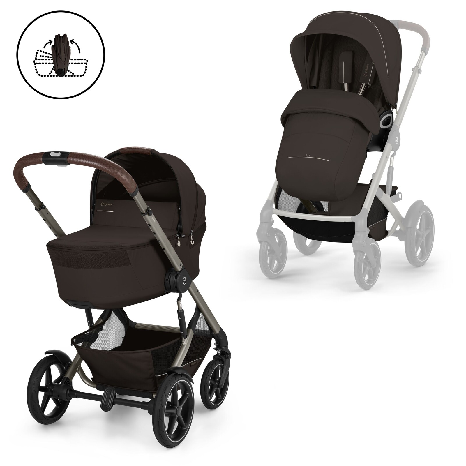 Cybex TALOS S LUX TPE + skládací korbička Chocolate Brown | brown 2026