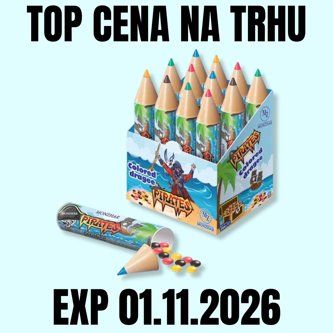 MONZHAR Barevné čokoládové lentilky Pastelka BOX 12 ks EXP 11/2026
