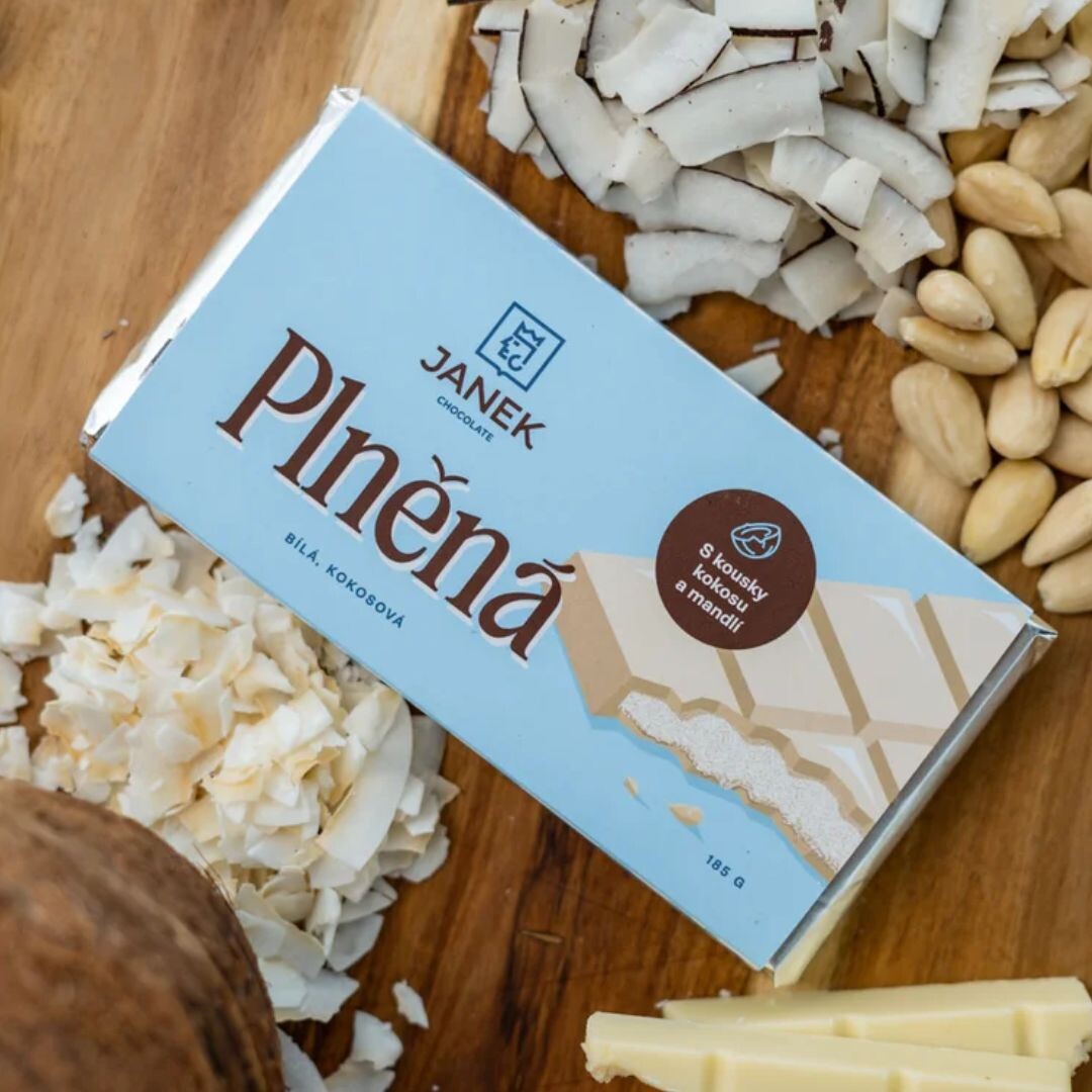 JANEK Jankova plněná bílá kokosová čokoláda 185 g
