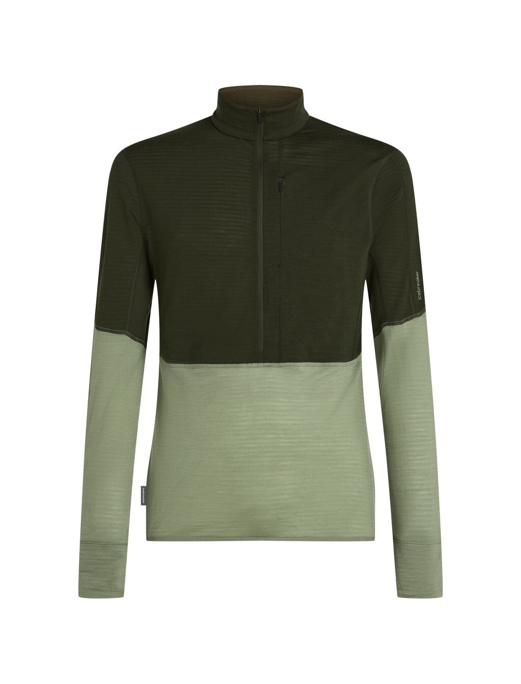 ICEBREAKER Mens Mer 200 Realfleece Descender LS Half, Dark Loden/Lichen/Cb velikost: M