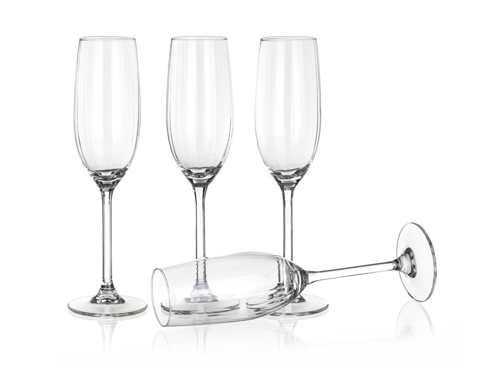 Skleničky na sekt Plissé - 210 ml, 4 ks