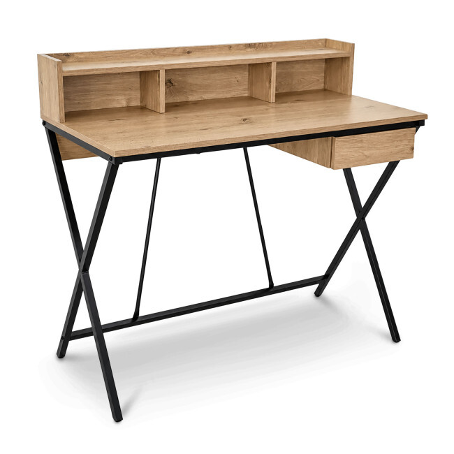 Kancelářský industriální stůl FLEXO dub Artisan / černé nohy