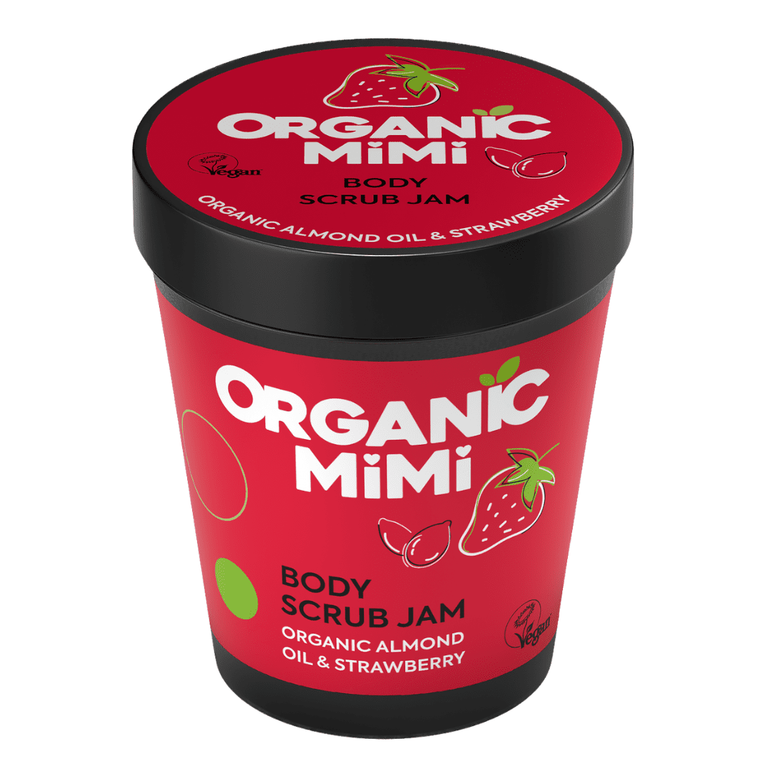 ORGANIC MIMI Almond & Strawberry Body Scrub Jam tělový peeling 250 g