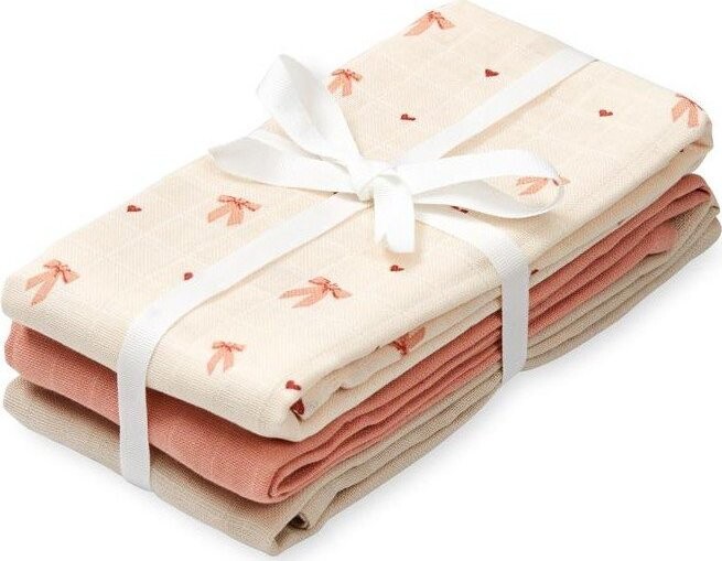 Růžové/béžové mušelínové pleny 3 ks 70x70 cm Bows – Cam Cam Copenhagen