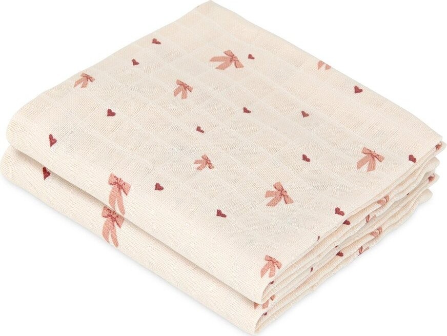 Růžové/béžové mušelínové pleny 2 ks 70x70 cm Bows – Cam Cam Copenhagen