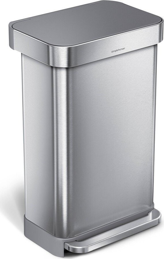 Nášlapný ocelový odpadkový koš ve stříbrné barvě 45 l – simplehuman