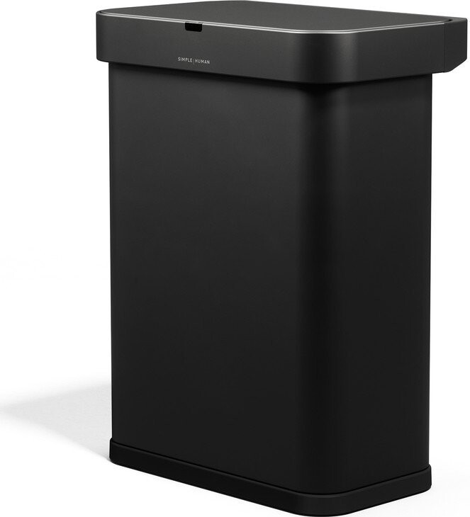 Černý bezdotykový ocelový odpadkový koš 58 l Sensor – simplehuman